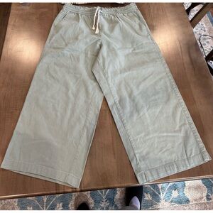 JCrew Factory wide leg linen drawstring pants in light green size 16